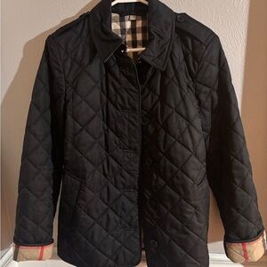 Burberry Black Quilted Jacket with Iconic Plaid Lining inside